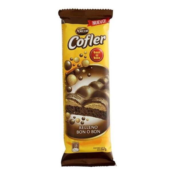 Arcor Cofler Air Chocolate Con Leche Aireado Relleno Crema de Bon o Bon, 67 g / 2.36 oz c/u (Caja Familiar de 10 barras)