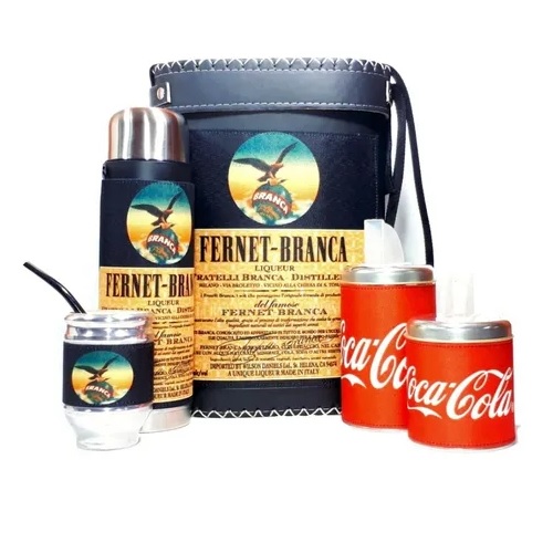 Set Matero FERNET BRANCA, 6 Piezas (Matera, Termo, Mate, Yerbera, Azucarera y Bombilla)