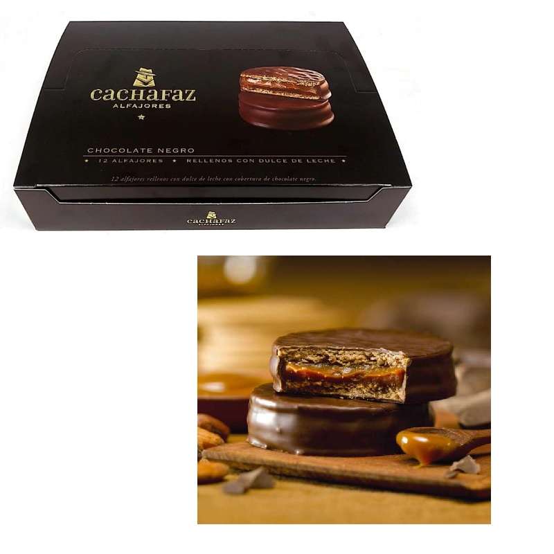 Cachafaz Alfajor de Chocolate relleno de Dulce de Leche 720g (box of 12).