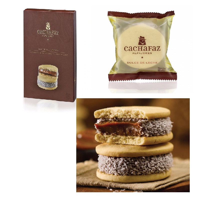 Cachafaz Alfajor de  Maicena con Coco Rayado Relleno de Dulce de Leche (caja de 12)