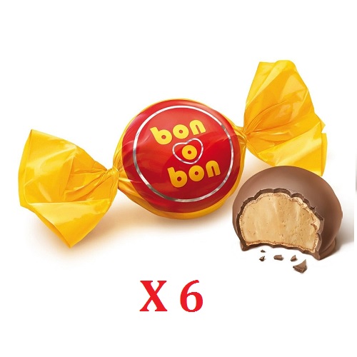 Bon o Bon Bombón de Chocolate Relleno de Crema de Maní - Pack de 6