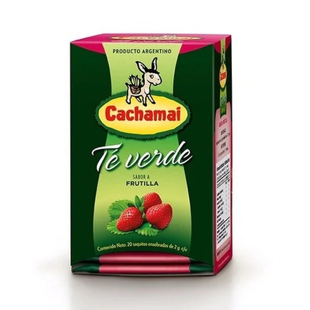 Cachamai Te verde Sabor Frutilla, 20 saquitos