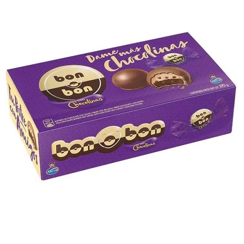 Bon o Bon Traditional Chocolate Bite Filled With Chocolinas Cookies Box of 18 Bites, 270 g / 9.5 oz (complete box)