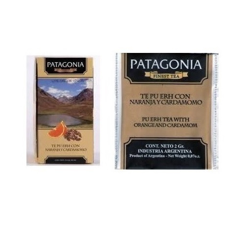 Patagonia Finest Tea Pu-Erh Tea con Naranja y Cardamomo, caja de 20 saquitos