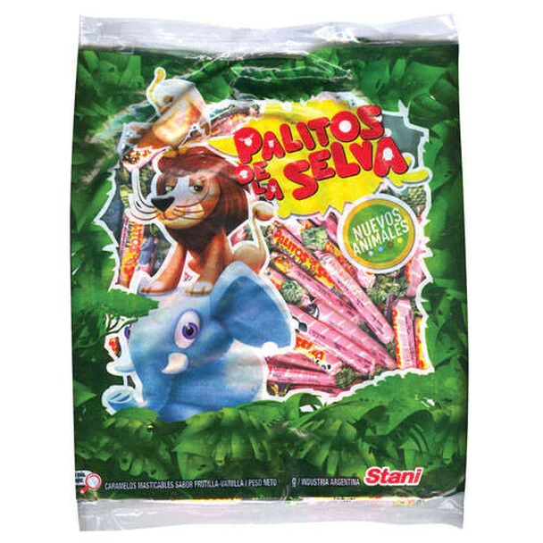 Palitos de la Selva Caramelos Blandos de Frutilla y Vainilla, 600 g / 22.2 oz bolsa