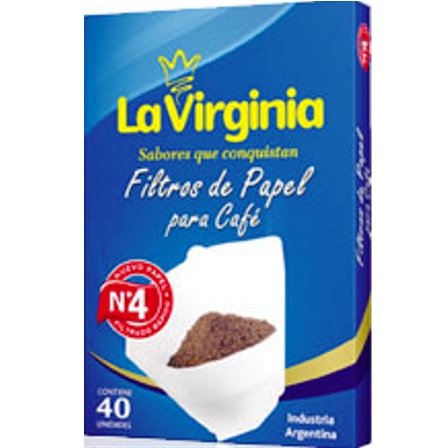 La Virginia Filtros de papel para Café Nro. 4., 100g. / 3.5 oz, Caja x 40 unidades