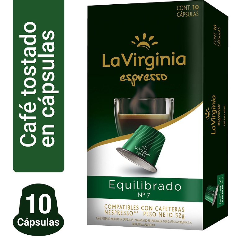 La Virginia Cafe Capsulas Equilibrado Nespresso (52 gr). Caja x 10.