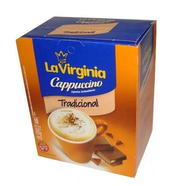 La Virginia Cappuccino Traditional en saquitos, 10 bolsitas de 125 g / 4.4 oz caja