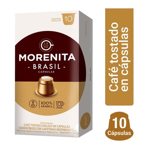 La Morenita Café Capsulas Brasil Nespresso (80 gr). Caja x 10.