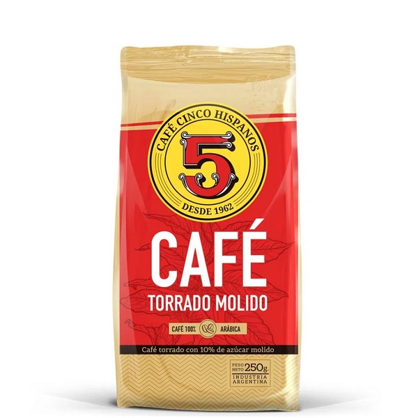 Café 5 Hispanos Torrado Molido 250 gr. 100% Arabica