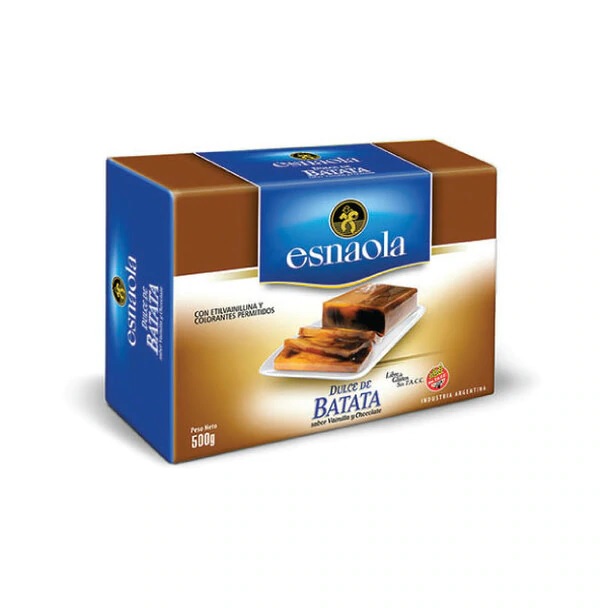 Esnaola Dulce de Batata con Vanilla y Chocolate, 500 g / 1.1 lb barra sellada