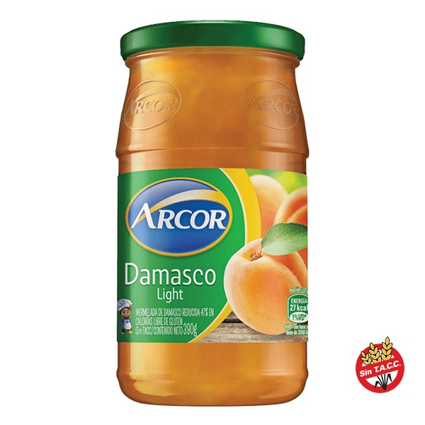 Arcor Mermelada de Damasco Light, 390 g / 13.7 oz. Frasco de Vidrio