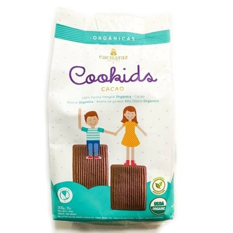 Cachafaz Galletita Kids Organica de harina integral sabor chocolate, 200 g / 7 oz