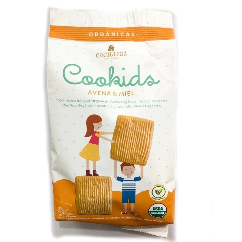 Cachafaz Galletita Kids Orgánica de Harina Integral Sabor Avena y Miel, 200 g / 7 oz