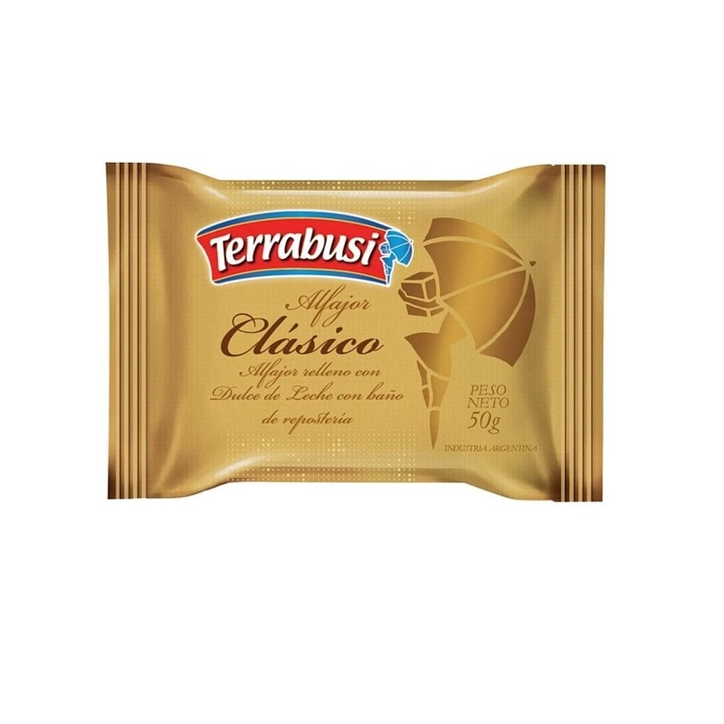 Terrabusi Alfajores Clásicos de Chocolate rellenos de Dulce de Leche Caja Mayorista (caja de 48)