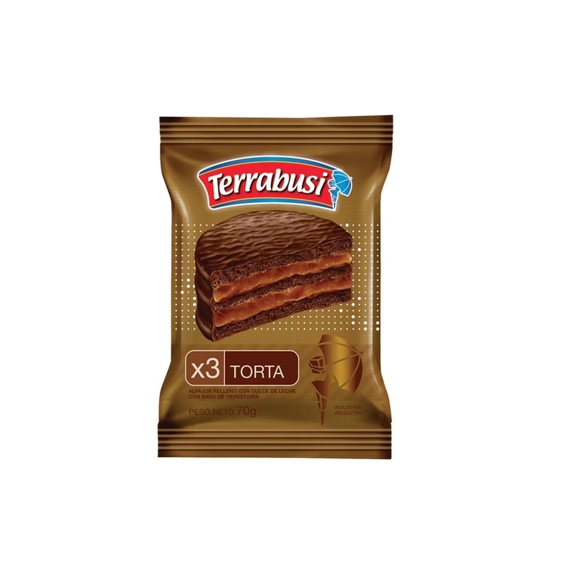 Terrabusi Alfajor Torta Triple con Dulce de Leche, 70 g / 2.5 oz (pack de 6)