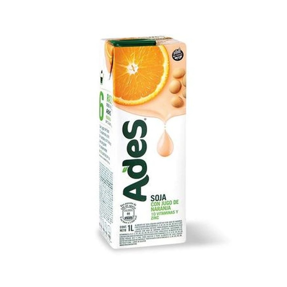 Ades Bebida a Base de Leche de Soja con Jugo de Naranja Tetra Pak, 1 l / 33.8 fl oz