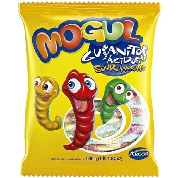 Mogul Gomitas Gusanitos Ácidos, 500 g / 1.1 lb