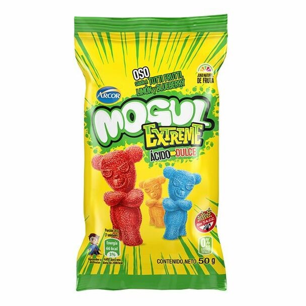 Mogul Ositos Extreme Gomitas Agrias, 50 g / 1.7 oz (caja de 10)