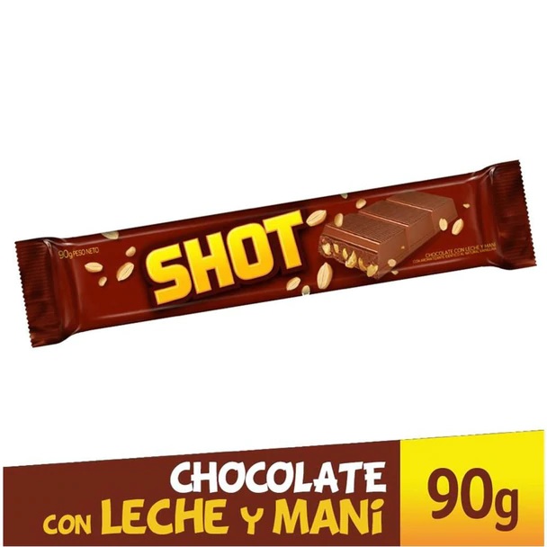 Shot Barra de Chocolate con Maní, 90 g / 3.17 oz barra