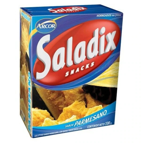 Saladix Arcor Snacks Horneados de Queso Parmesano, 100 g / 3.5 oz caja (pack de 3)