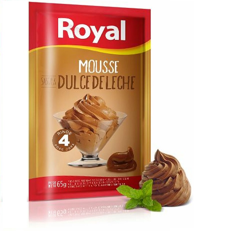 Royal Mousse de Dulce De Leche, 4 porciones por pack, 65 g / 2.29 oz
