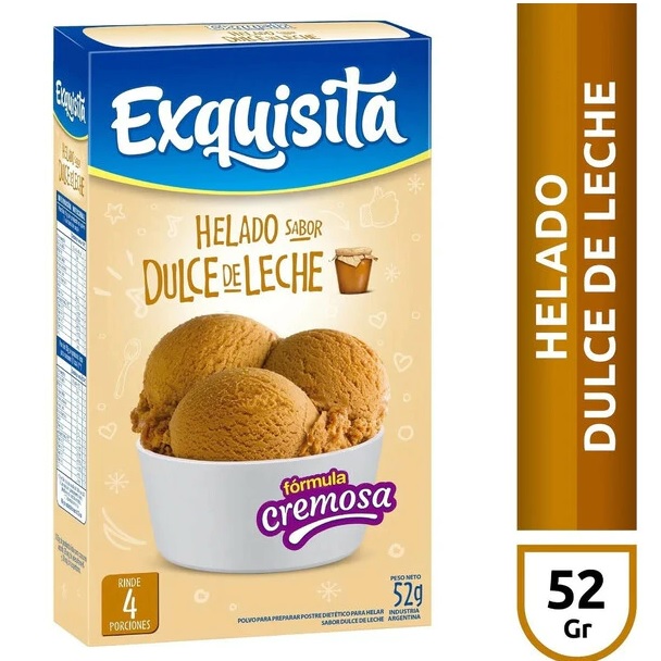 Exquisita Helado Sabor Dulce de Leche, 4 porciones por paquete, 55 g / 1.94 oz