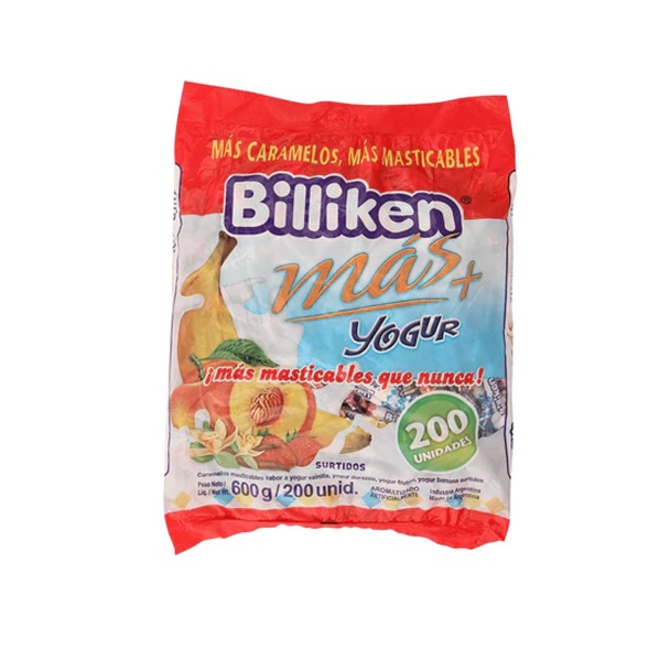 Billiken Caramelos Masticables Yogur Varios Sabores, 600 g / 21.16 oz