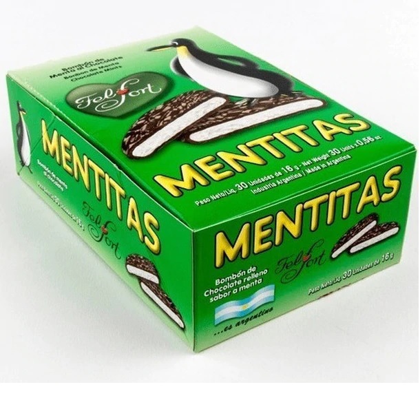 Mentitas Felfort Chocolate Bite Filled With Mint, 16 g / 0.56 oz (box of 30)
