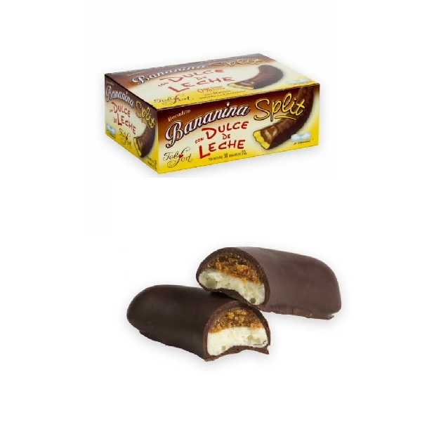 Felfort Bananina Split Milk Chocolate Bites with Soft Banana & Dulce de Leche Filling, 20 g / 0.7 oz (box of 30)