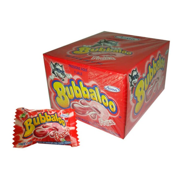 Bubbaloo Chicle Globo de Frutilla , 300 g / 10.6 oz (caja de 60)