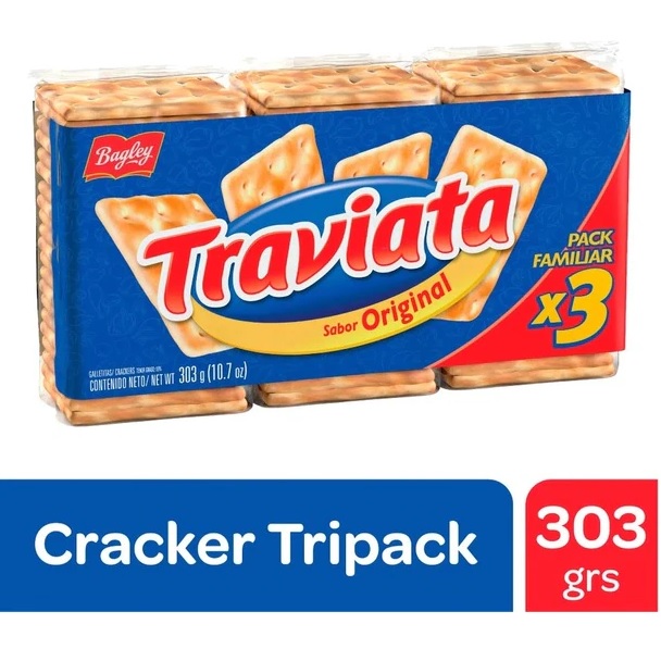 Traviata Sabor Original Galletitas de Agua Water Biscuits Crackers, 303 g / 10.68 oz tri-pack