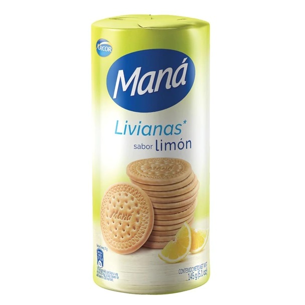 Maná Arcor Livianas Galletitas Sabor Limón, 145 g / 5.1 oz (pack de 3)