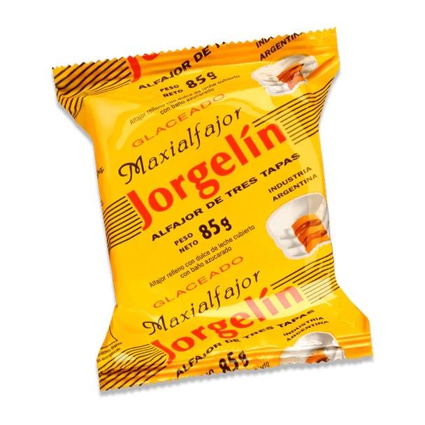 Jorgelín Alfajor Triple Glaseado relleno de Dulce de Leche, 85 g / 3 oz (pack de 6)