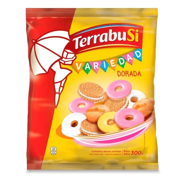 Galletitas Terrabusi Variedad Dorada Assorted Vanilla Cookies Boca de Dama, Duquesa & Anillos, 300 g / 10.58 oz bag