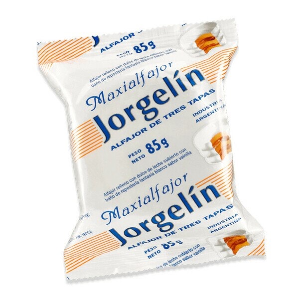 Jorgelín Alfajor Triple de Chocolate Blanco relleno con Dulce de Leche, 85 g / 3 oz (pack de 12)