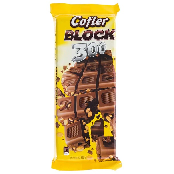 Cofler Block Chocolate con Maní 300, 300 g / 10.5 oz
