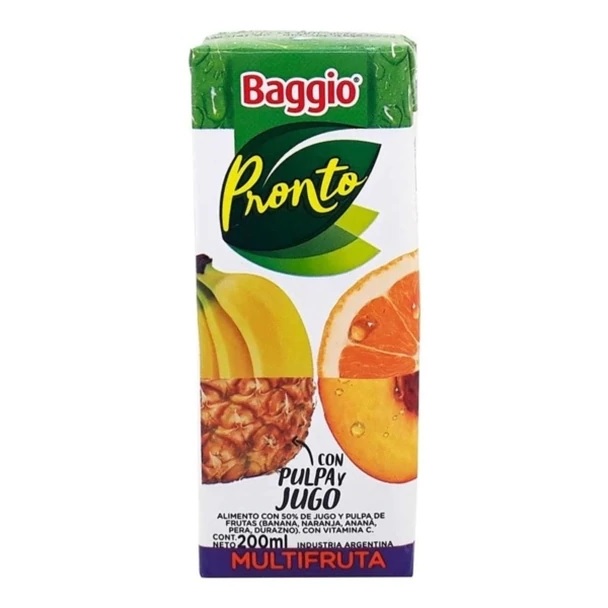 Jugo Baggio Pronto Multifruta Tetra Pak, 200 ml / 6.7 fl oz (pack de 3)