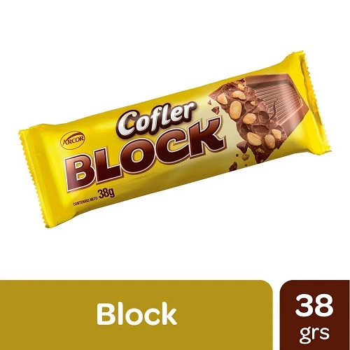 Cofler Block Barra de Chocolate con Maní, 38 g (Pack de 3)