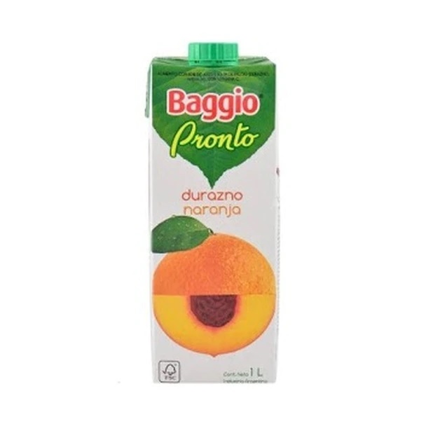 Baggio Pronto Jugo Sabor Durazno-Naranja con Pulpa Tetra Pak, 1 L / 33.8 fl oz