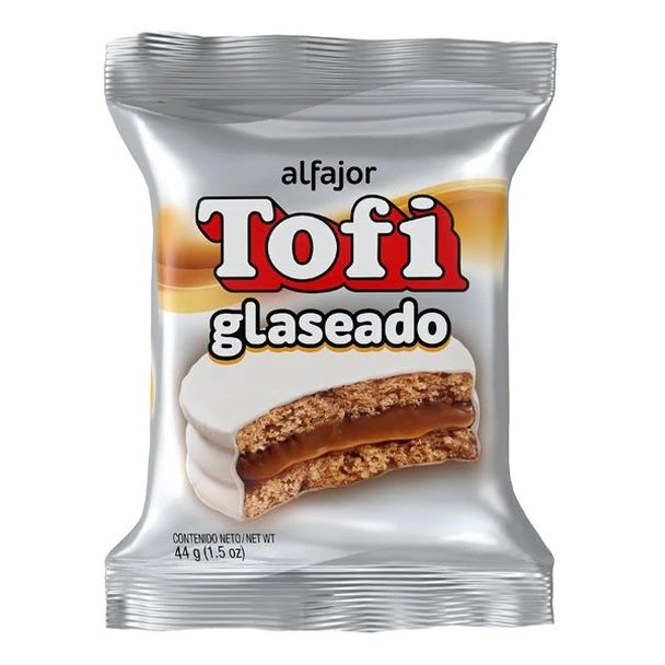 Tofi Alfajor Glaseado relleno con Dulce De Leche, 44 g / 1.55 oz (pack de 6)