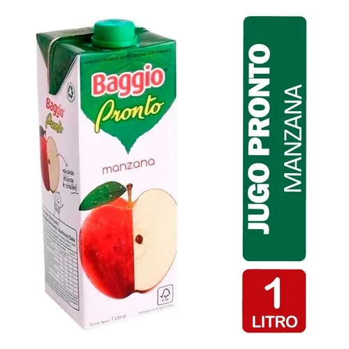 Baggio Pronto Jugo Sabor Manzana Tetra Pak, 1 L / 33.8 fl oz