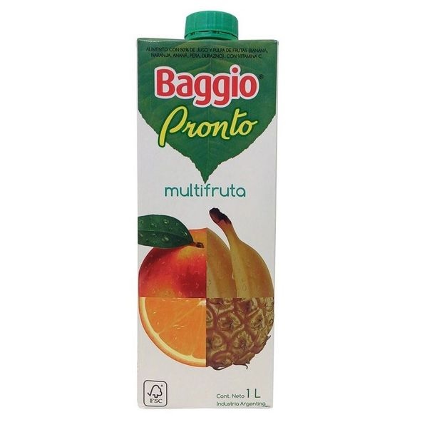 Baggio Pronto Jugo Sabor Multifruta con Pulpa Tetra Pak, 1 L / 33.8 fl oz