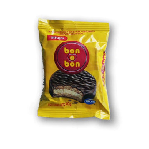 Bon O Bon Alfajor de Chocolate relleno de crema de maní, 40 g / 2.1 oz (pack de 6)