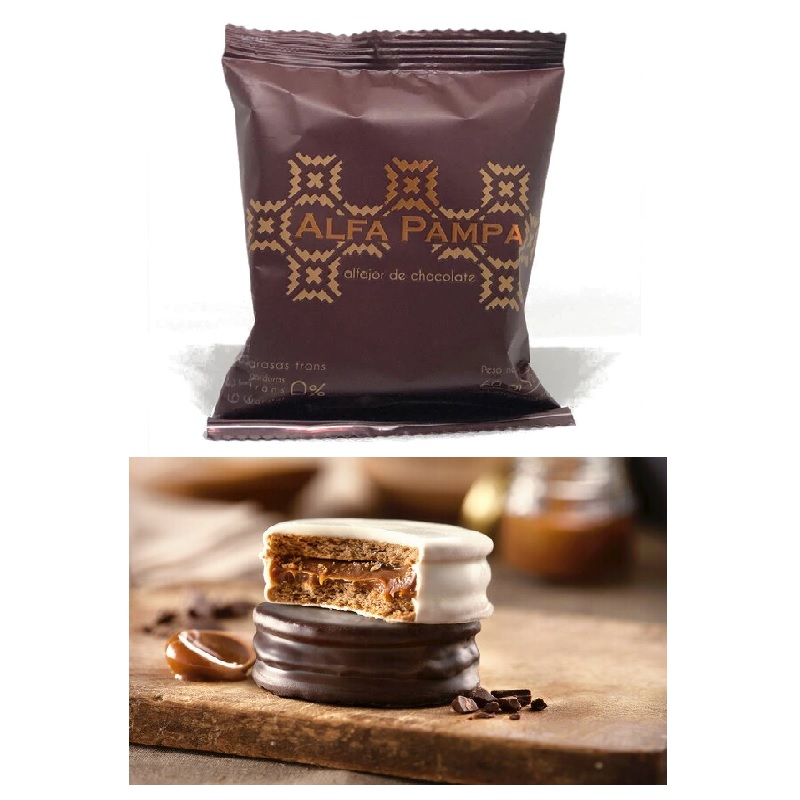 Alfa Pampa Alfajor de Chocolate relleno con Dulce de Leche, 60 g / 2.1 oz (pack de 6)