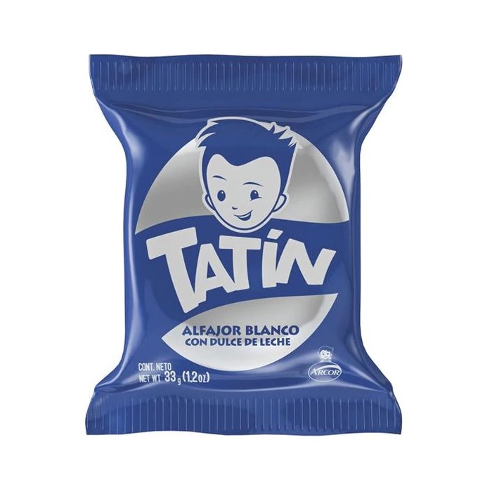 Tatín Alfajor Simple de Chocolate Blanco relleno con Dulce de Leche , 33 g / 1.16 oz (pack de 6)