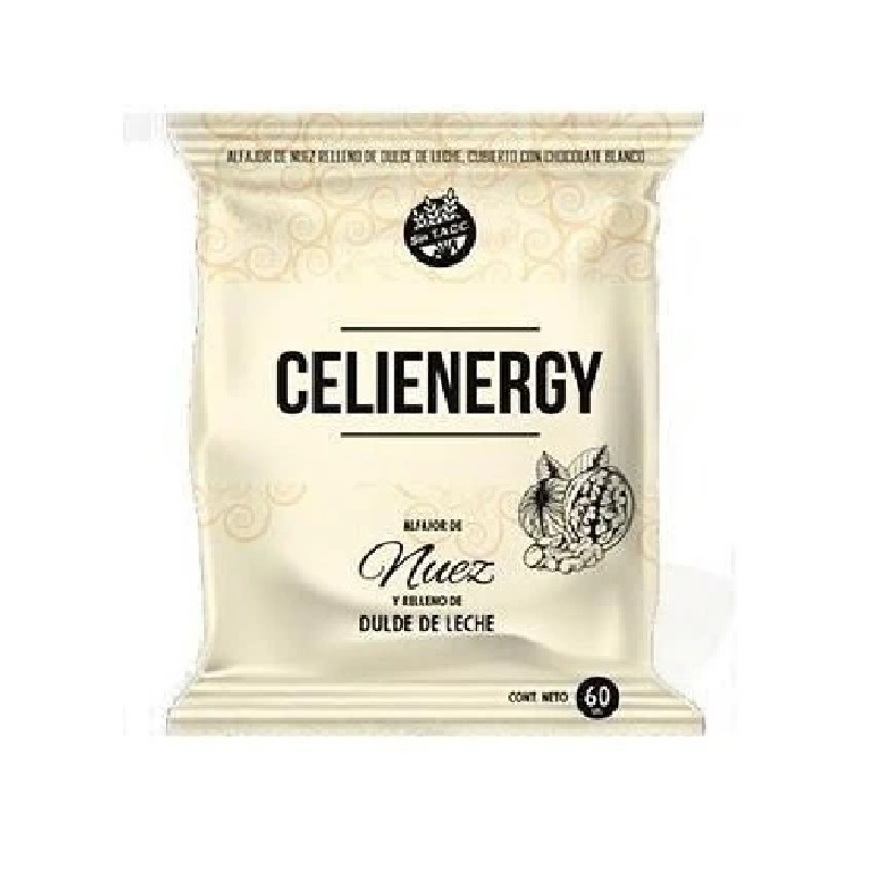 Celienergy Alfajor de Nuez con Chocolate Blanco Plant Based Alfajor with White Chocolate (Pack of 3)