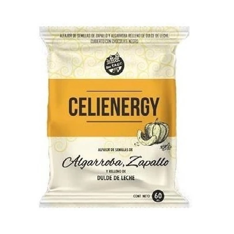 Celienergy Alfajor de Zapallo y Algarroba y relleno Dulce de Leche  / (Pack de 3)