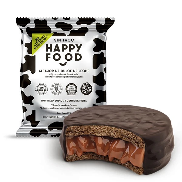 Happy Food Alfajor Dulce De Leche Apto Diabéticos, 50 g / 1.76 oz ea (box of 12)