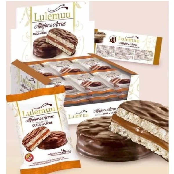 Lulemuu Alfajor de Arroz Dulce de Leche Rice Alfajor with Dulce de Leche / Pack of 4